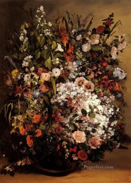 古典的な花 Painting - 花瓶に入った花束 ギュスターヴ・クールベの花
